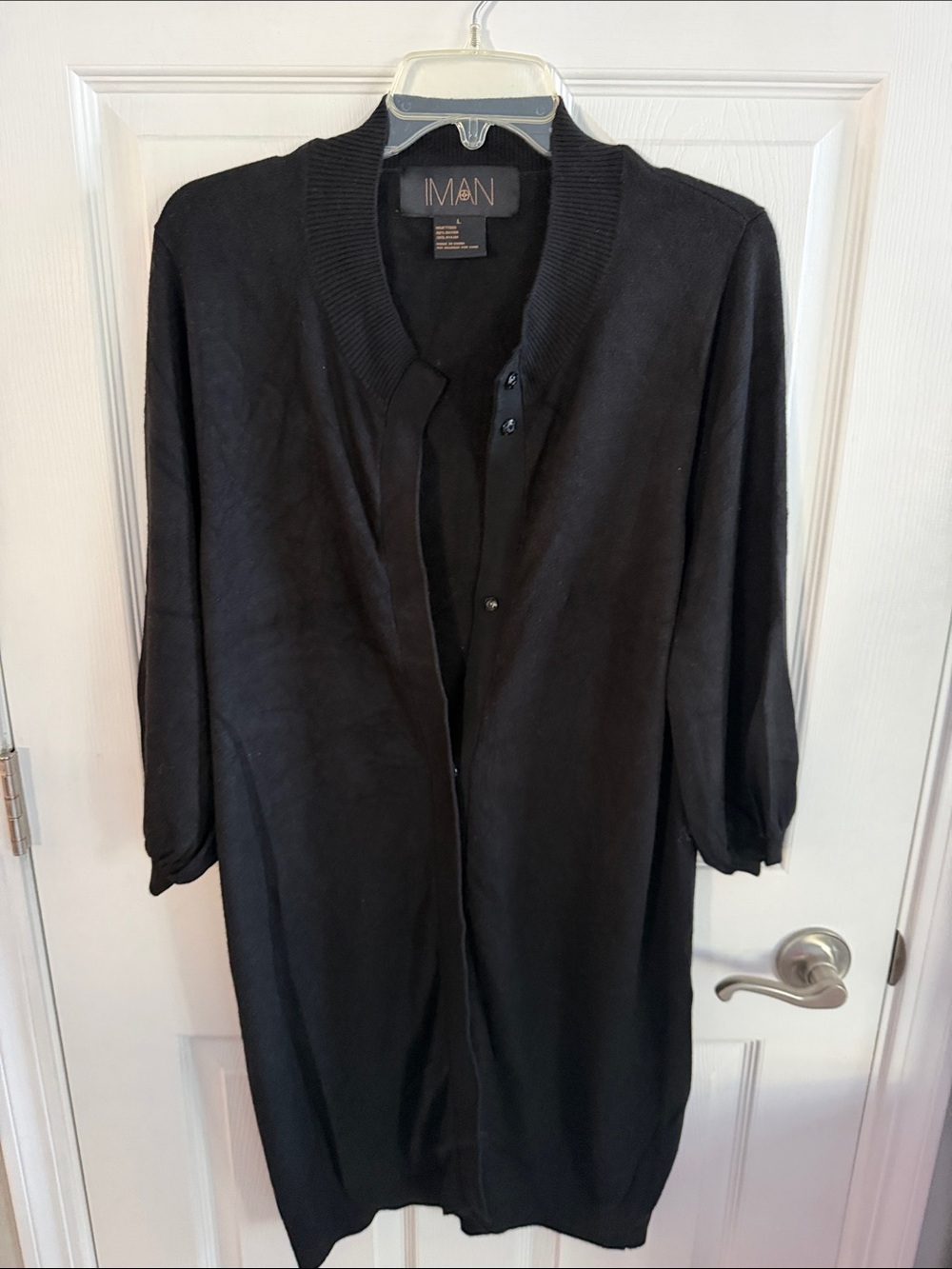 IMAN Black Long Open Cardigan